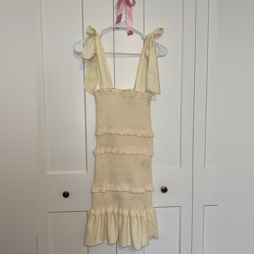 Altar'd State butter yellow smocked Tiered Mini Dress